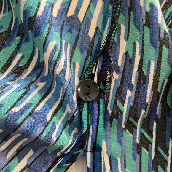 Catherines Women's Green Blue Chevron Button Front Blouse Size 2X‎ Career Flowy - Picture 12 of 12